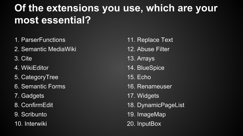File:MediaWiki User Report Most Essential Extensions.png